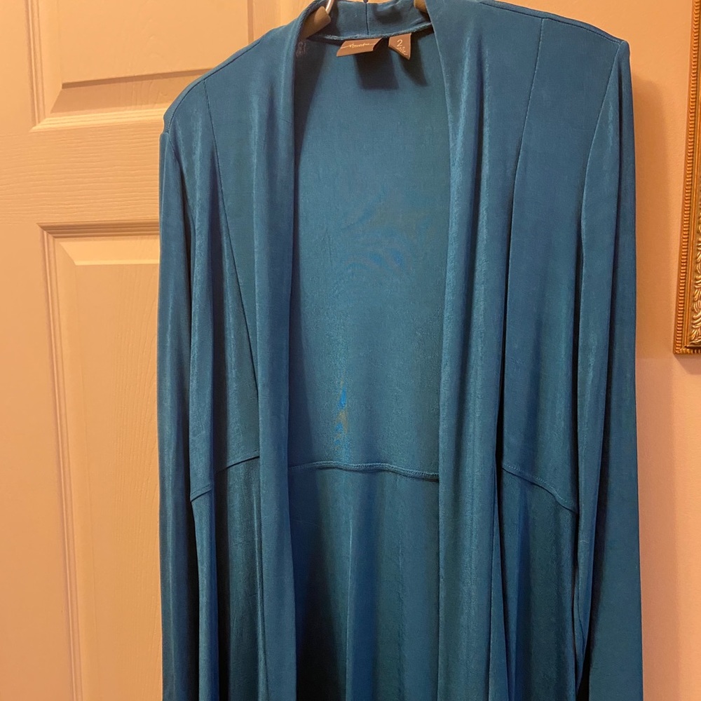 CHICO’S SIZE 2 TRAVELERS JACKET TEAL BLIE